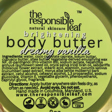 Load image into Gallery viewer, brightening body butter 8oz or 4oz (warm vanilla)