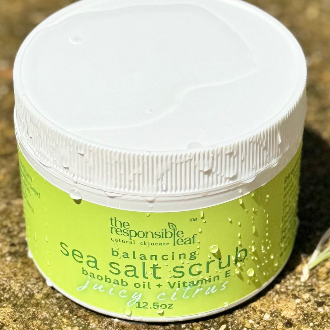 gommage équilibrant au sel marin 12oz (agrumes juteux)